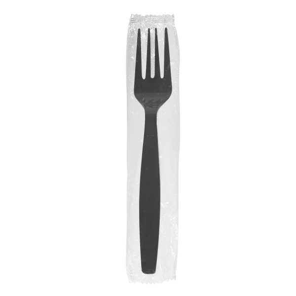 Individually Wrapped Medium Weight Fork - Black - Prime Source (1000/case)