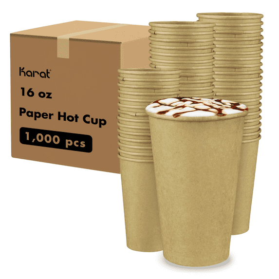 16 oz Paper Hot Cup Kraft – Karat (1000/case)