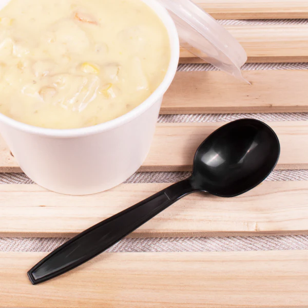 Soup Spoon Heavy Weight Wrapped Black - Karat (1000/case)