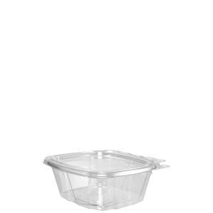 Dart 16oz Clear Hinged container w/flat lid Tamper-Resistant Evident 2 / 100 cs