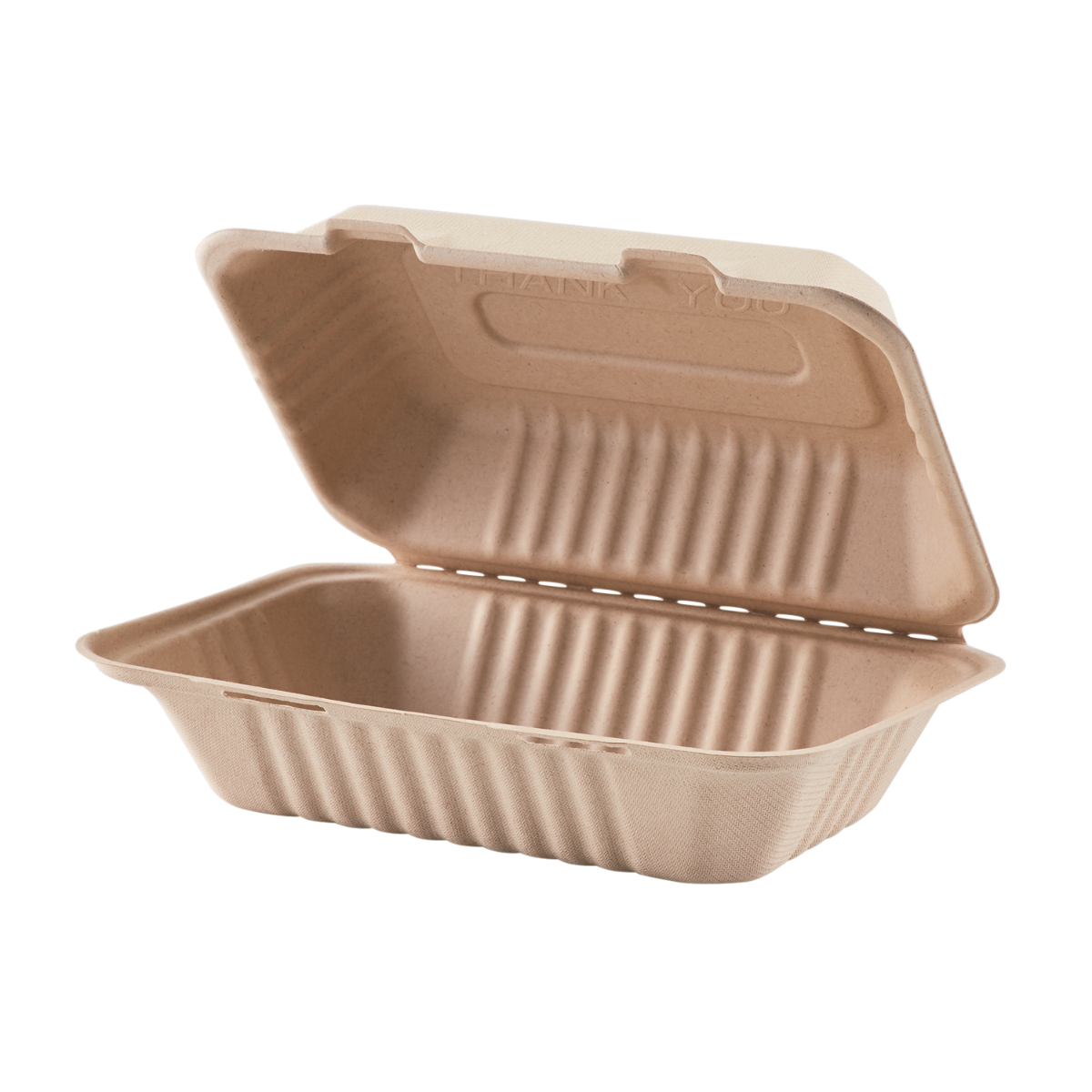 9x6 Hinged 1 Compartment Bagasse Container Natural - Karat (200/case)